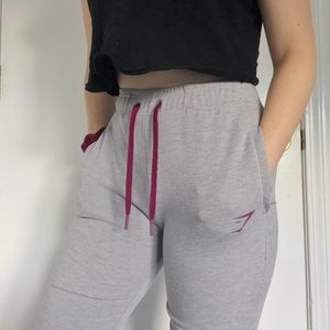 Gray and Maroon Gymshark Joggers